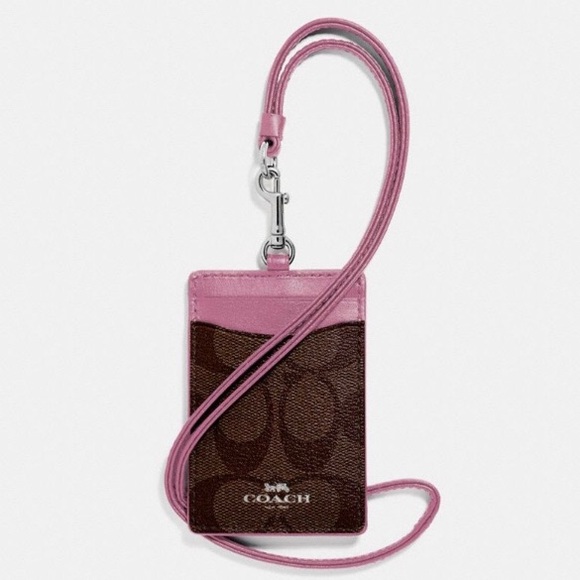 Coach Accessories - $39💋New Coach Brown/Azalea/Silver ID Holder